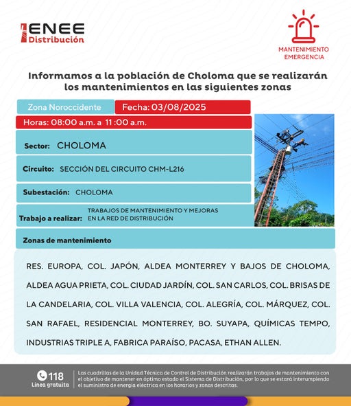 Cortes en Choloma