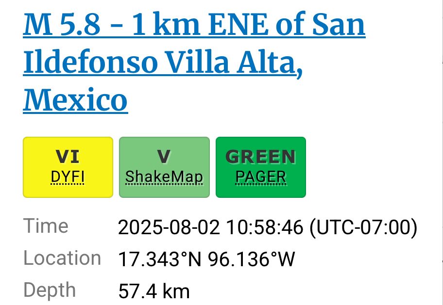 Detalles del sismo