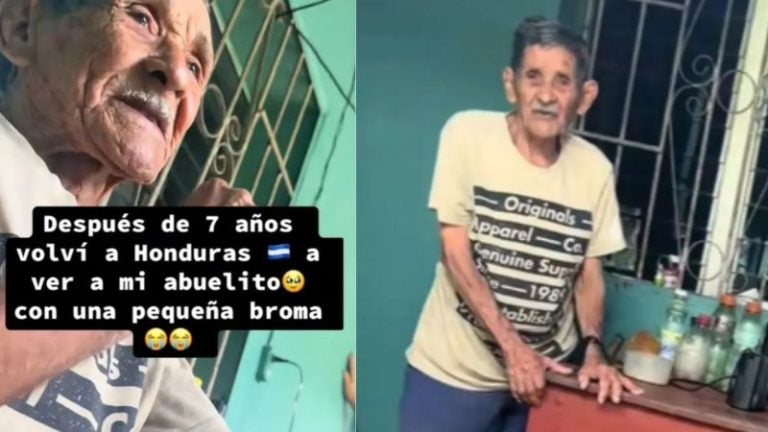 «Ay, mi viejito»: emotivo reencuentro entre hondureña y su abuelo tras siete años