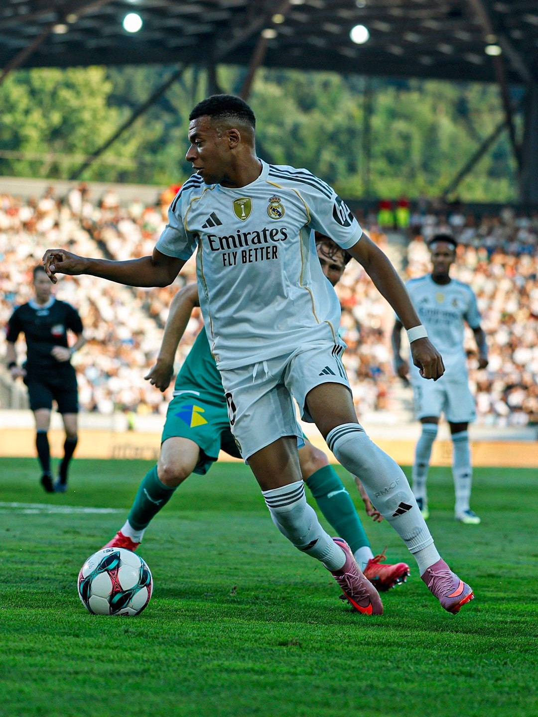 El delantero francés del Real Madrid, Kylian Mbappé, anotó dos goles en el único partido de preparación.