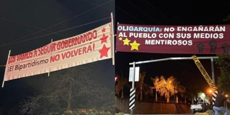 Pancartas con narrativas del oficialismo aparecen en San Pedro Sula