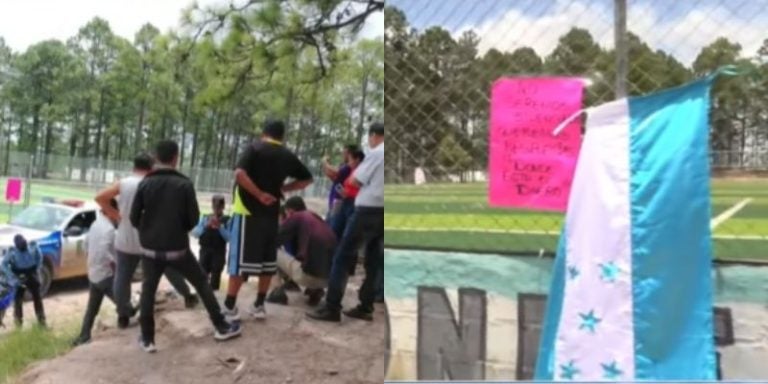 Pobladores protestan contra cobros en cancha construida para beneficio comunitario