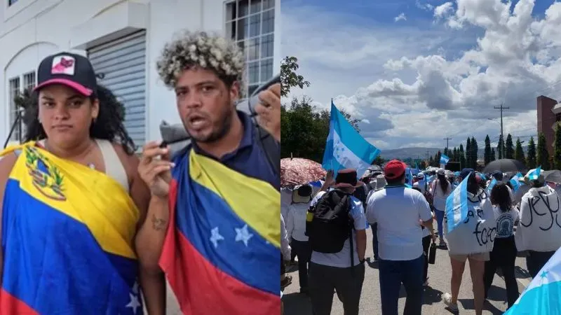 Venezolanos caminata paz Tegucigalpa