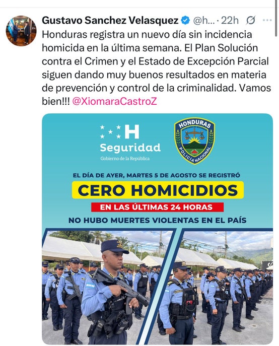 X de Gustavo Sánchez sobre homicidios