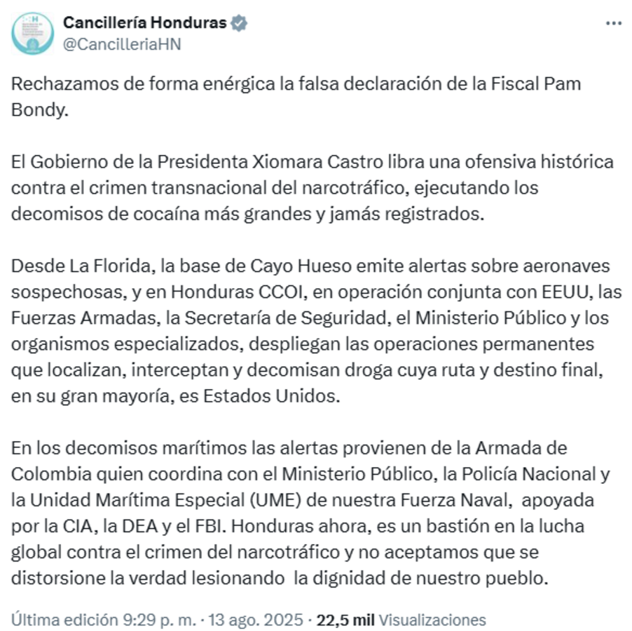 Honduras rechaza acusaciones de fiscal 