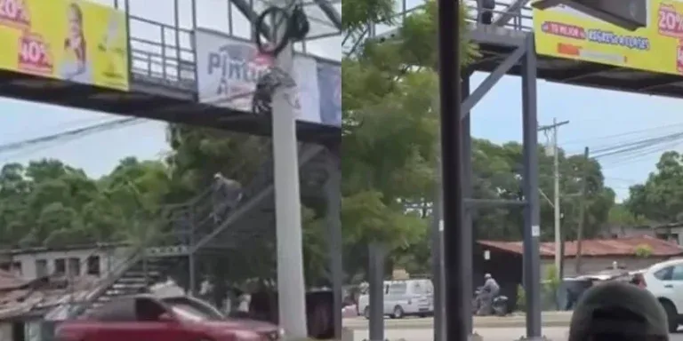 VIDEO | ¡Veloz y peligroso! Motociclista cruza un puente peatonal en Comayagua