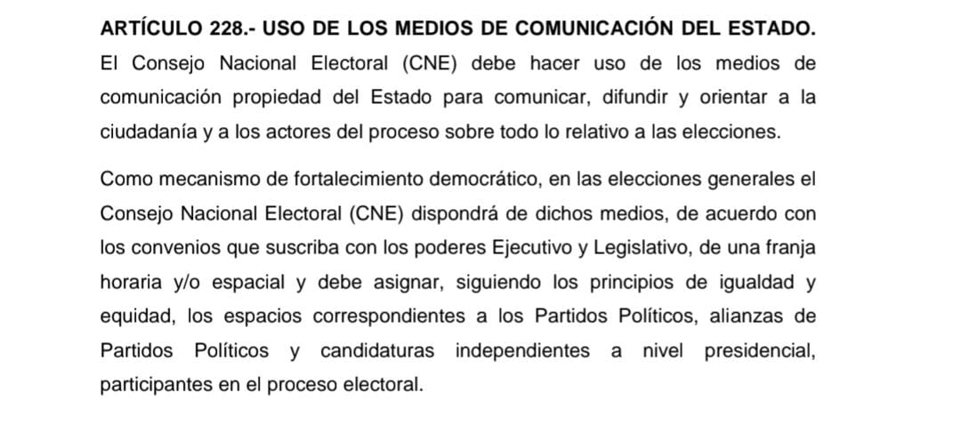 Artículo 228 Ley Electoral
