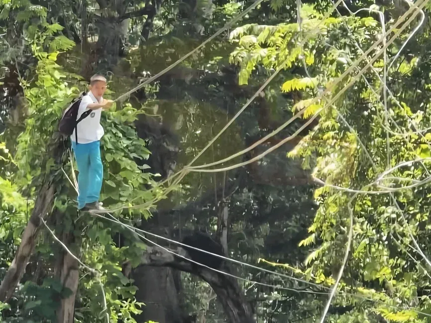 Estudiantes en Olancho arriesgan su vida cruzando un río sobre cables para ir a la escuela
